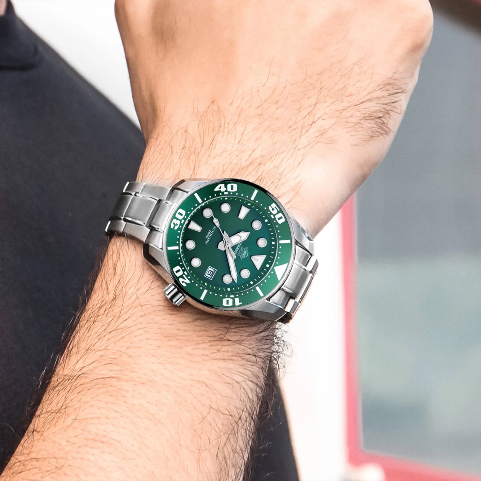 ADDIESDIVE® Sumo Green Professional Dive Watch for Men 44.5mm (MY-H10) Black/Green/Blue Dial
