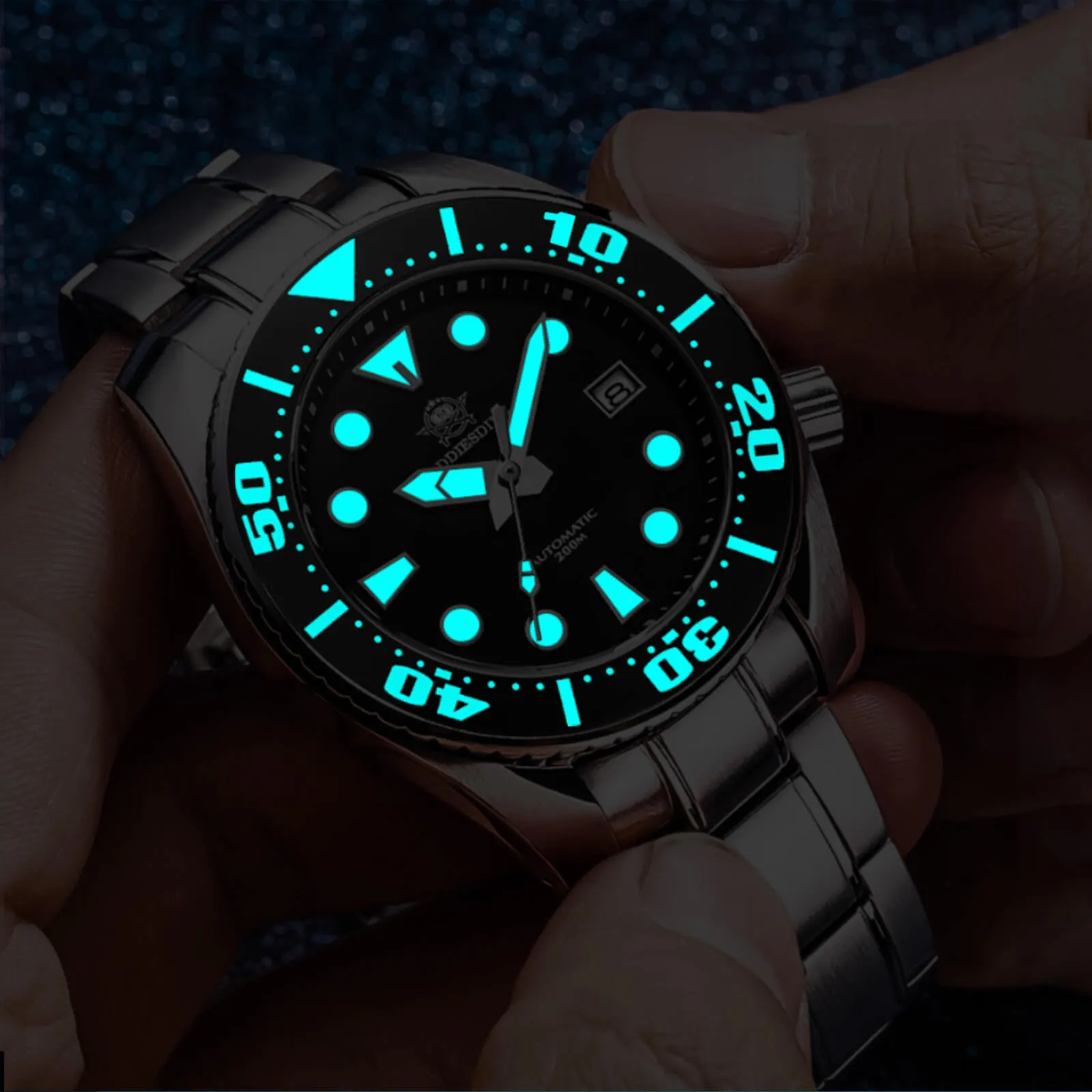 ADDIESDIVE® Sumo Green Professional Dive Watch for Men 44.5mm (MY-H10) Black/Green/Blue Dial
