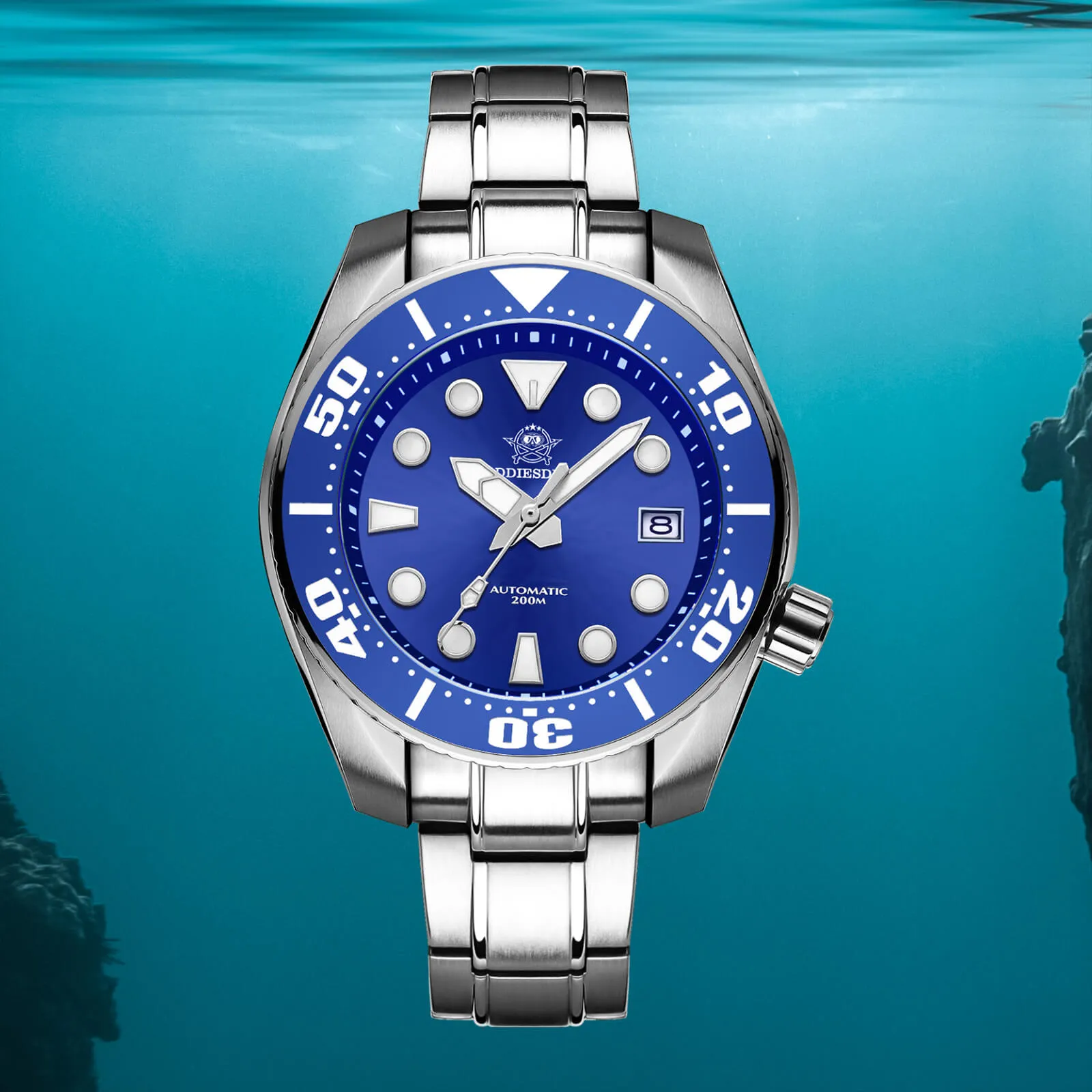 ADDIESDIVE® Sumo Green Professional Dive Watch for Men 44.5mm (MY-H10) Black/Green/Blue Dial