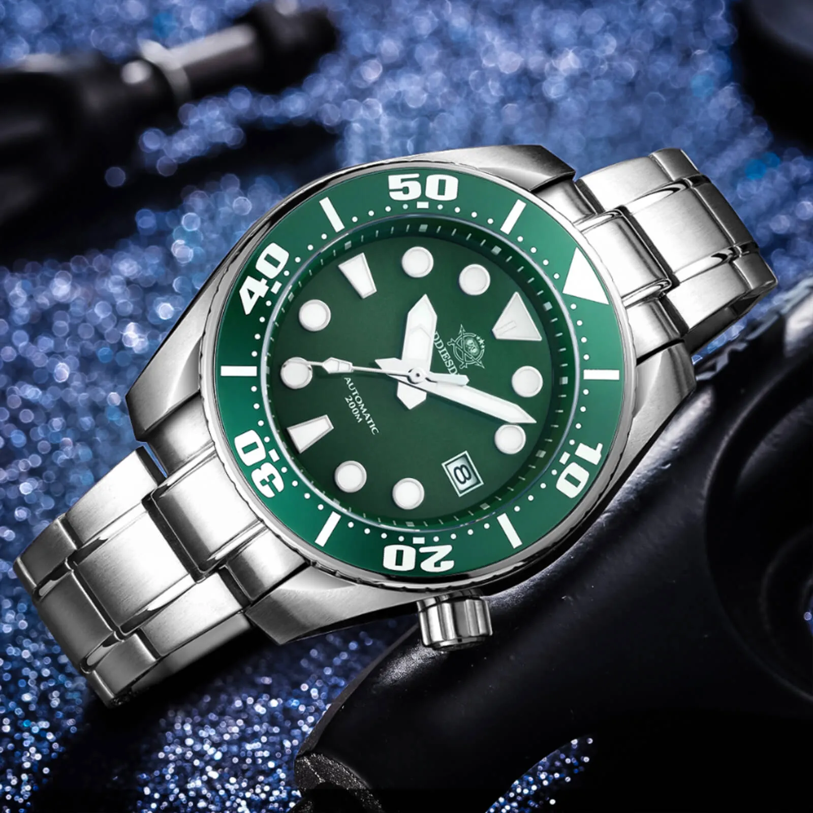 ADDIESDIVE® Sumo Green Professional Dive Watch for Men 44.5mm (MY-H10) Black/Green/Blue Dial