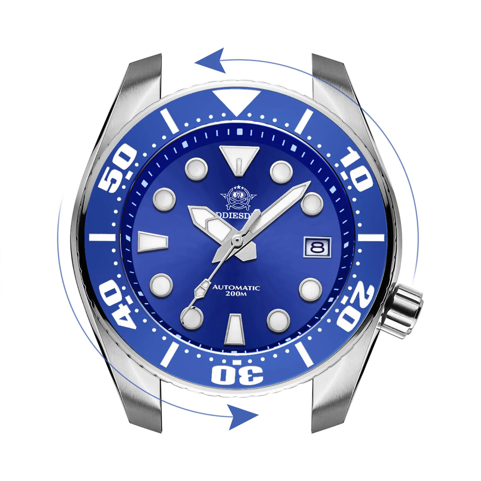ADDIESDIVE® Sumo Green Professional Dive Watch for Men 44.5mm (MY-H10) Black/Green/Blue Dial