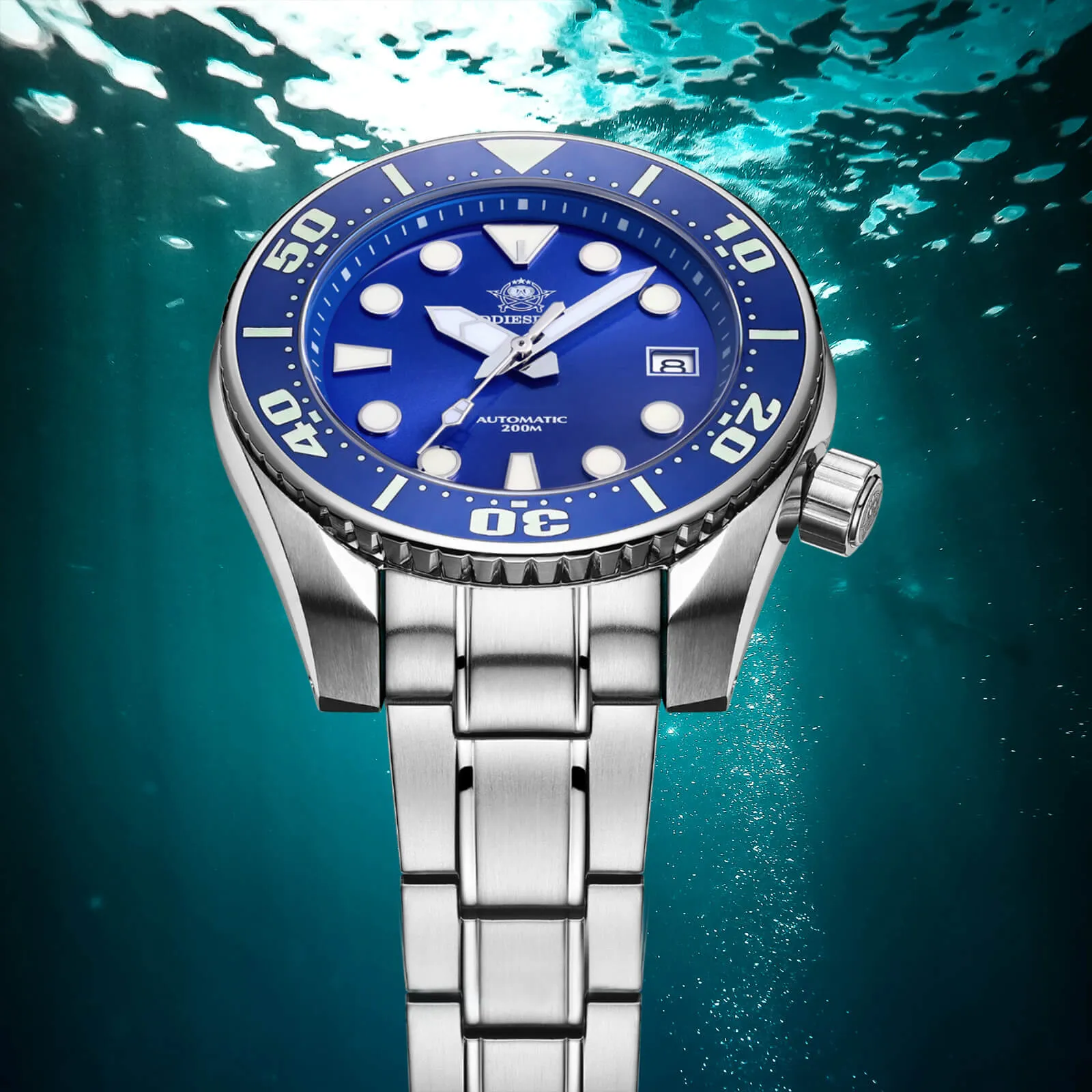 ADDIESDIVE® Sumo Green Professional Dive Watch for Men 44.5mm (MY-H10) Black/Green/Blue Dial