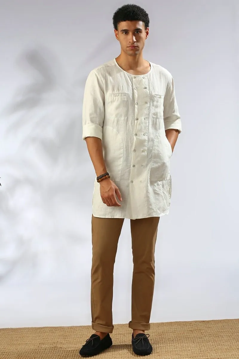 Ashoka Double Breasted Kurta - White