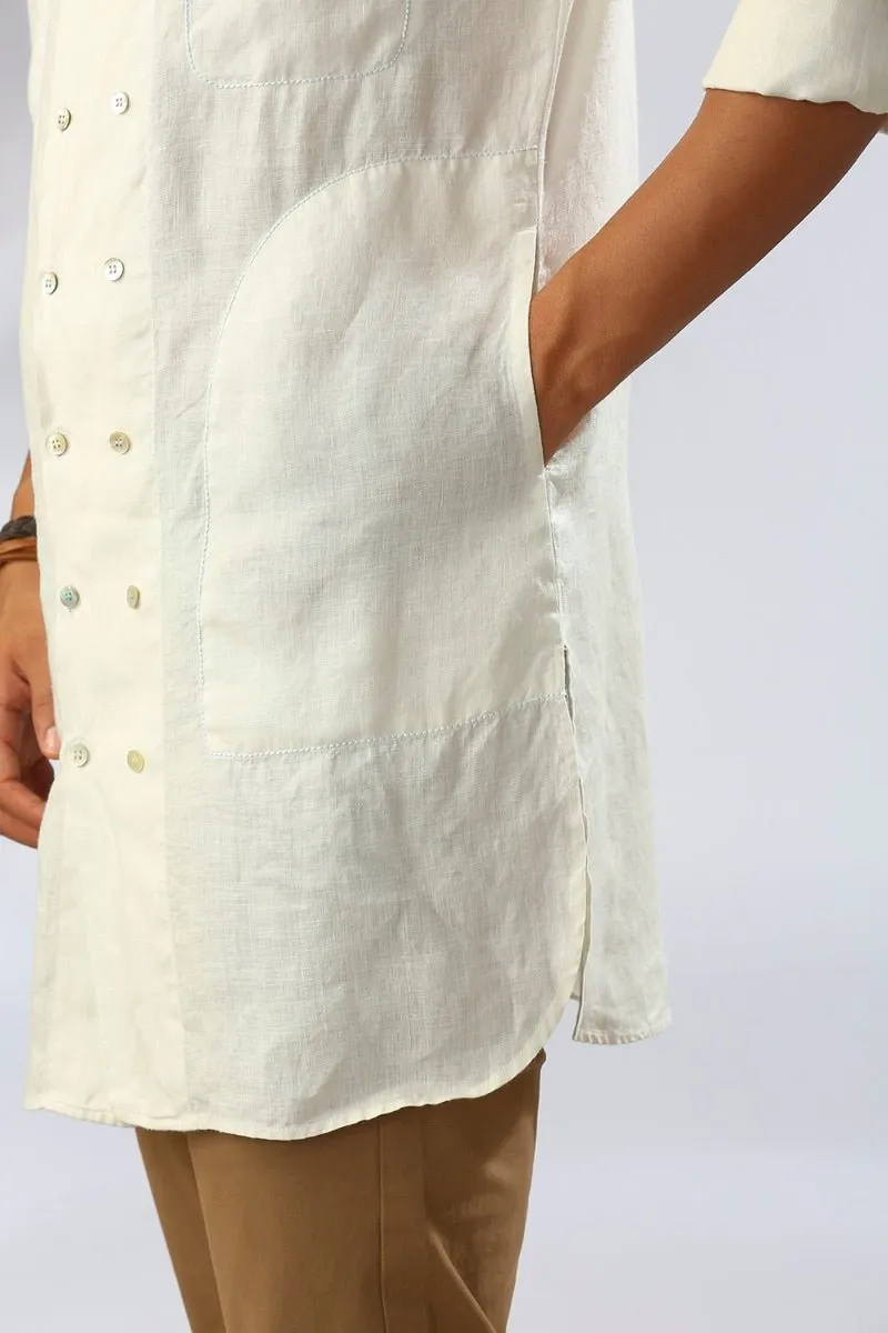 Ashoka Double Breasted Kurta - White
