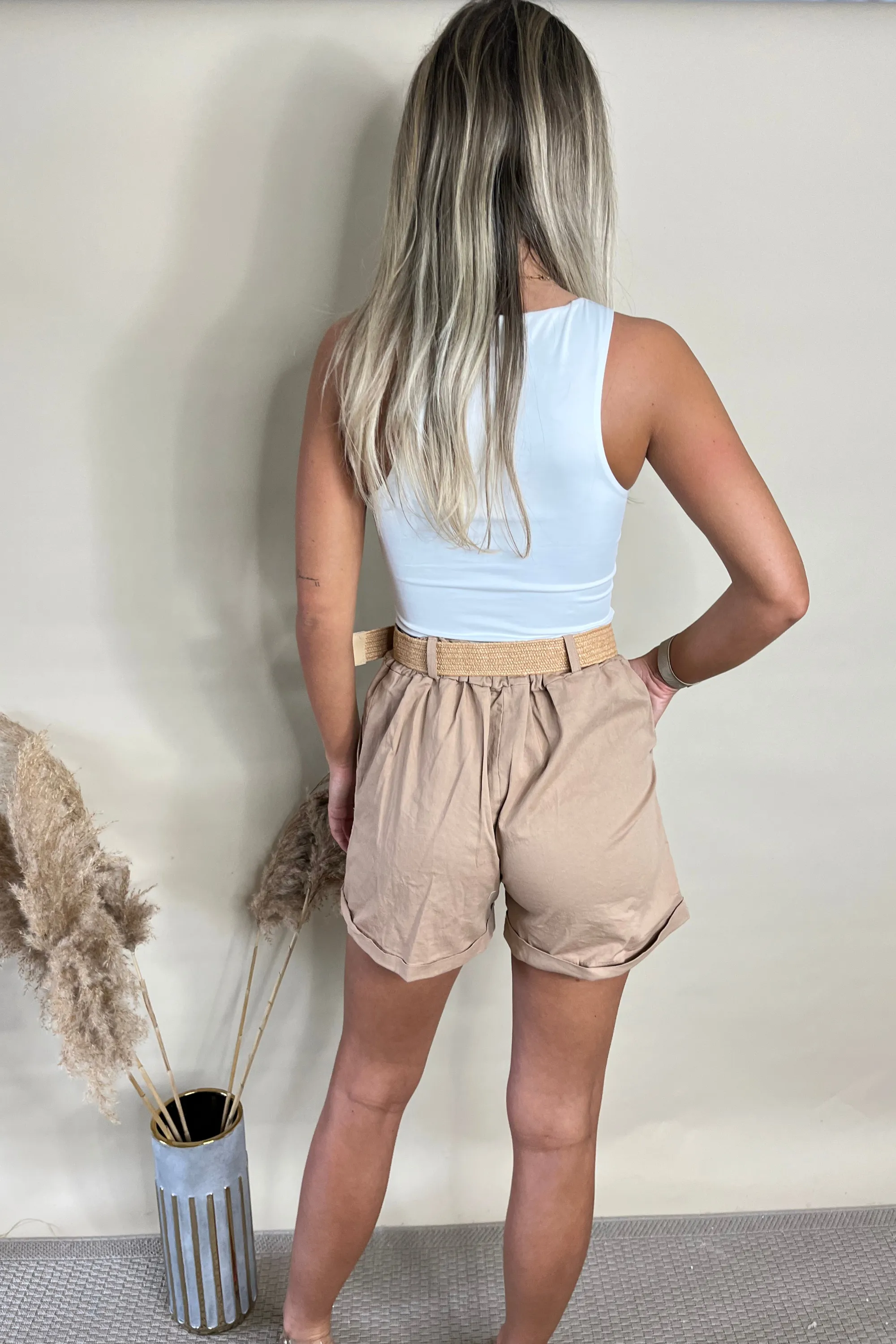 Belted High Waisted Shorts