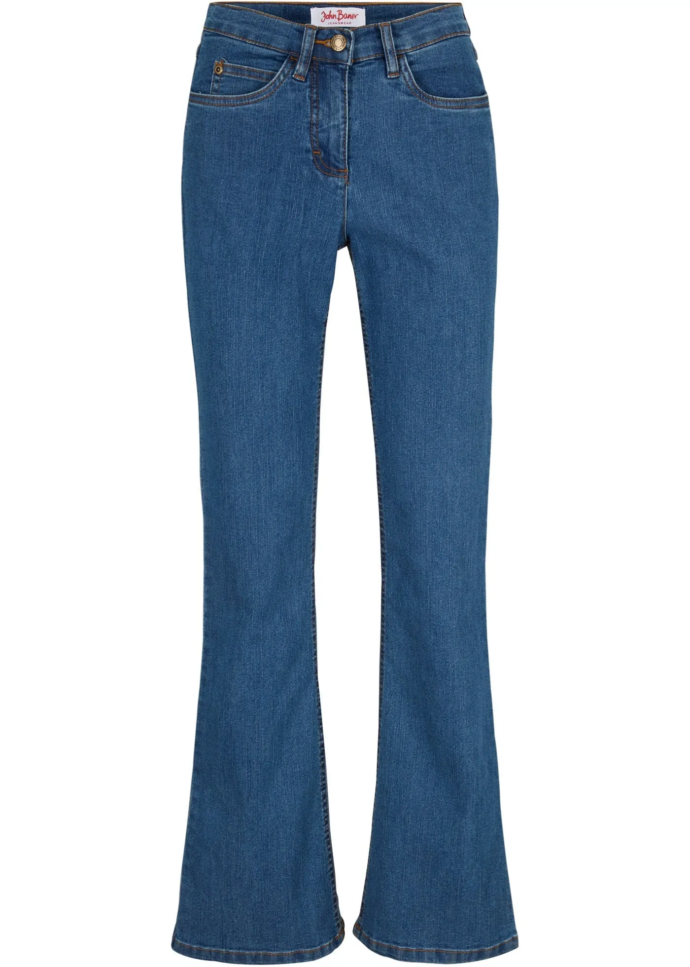 Boot-cut kavbojke s srednje visokim pasom in stretch materialom
