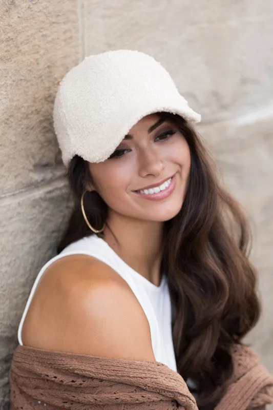 Boucle Sherpa Teddy Bear Knit Ball Hat