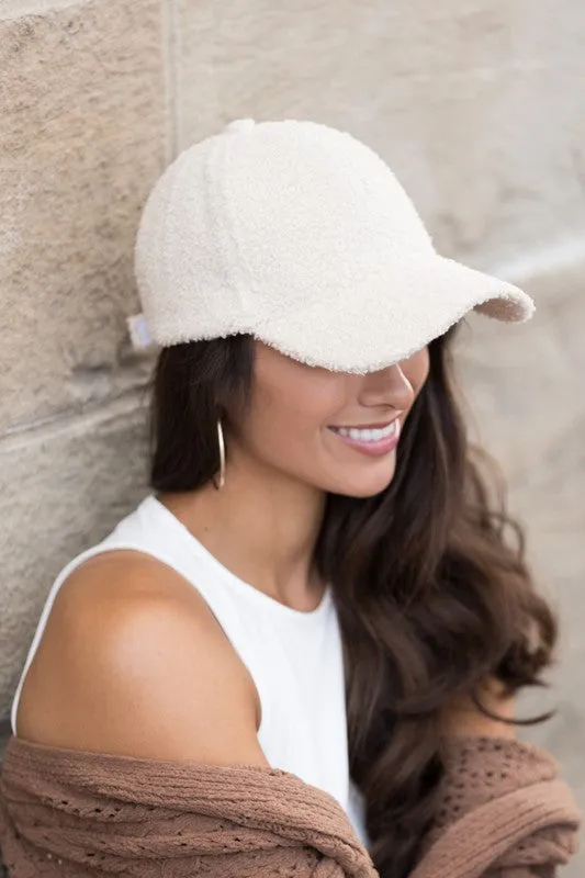 Boucle Sherpa Teddy Bear Knit Ball Hat