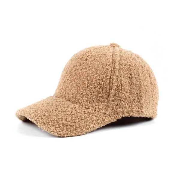 Boucle Sherpa Teddy Bear Knit Ball Hat