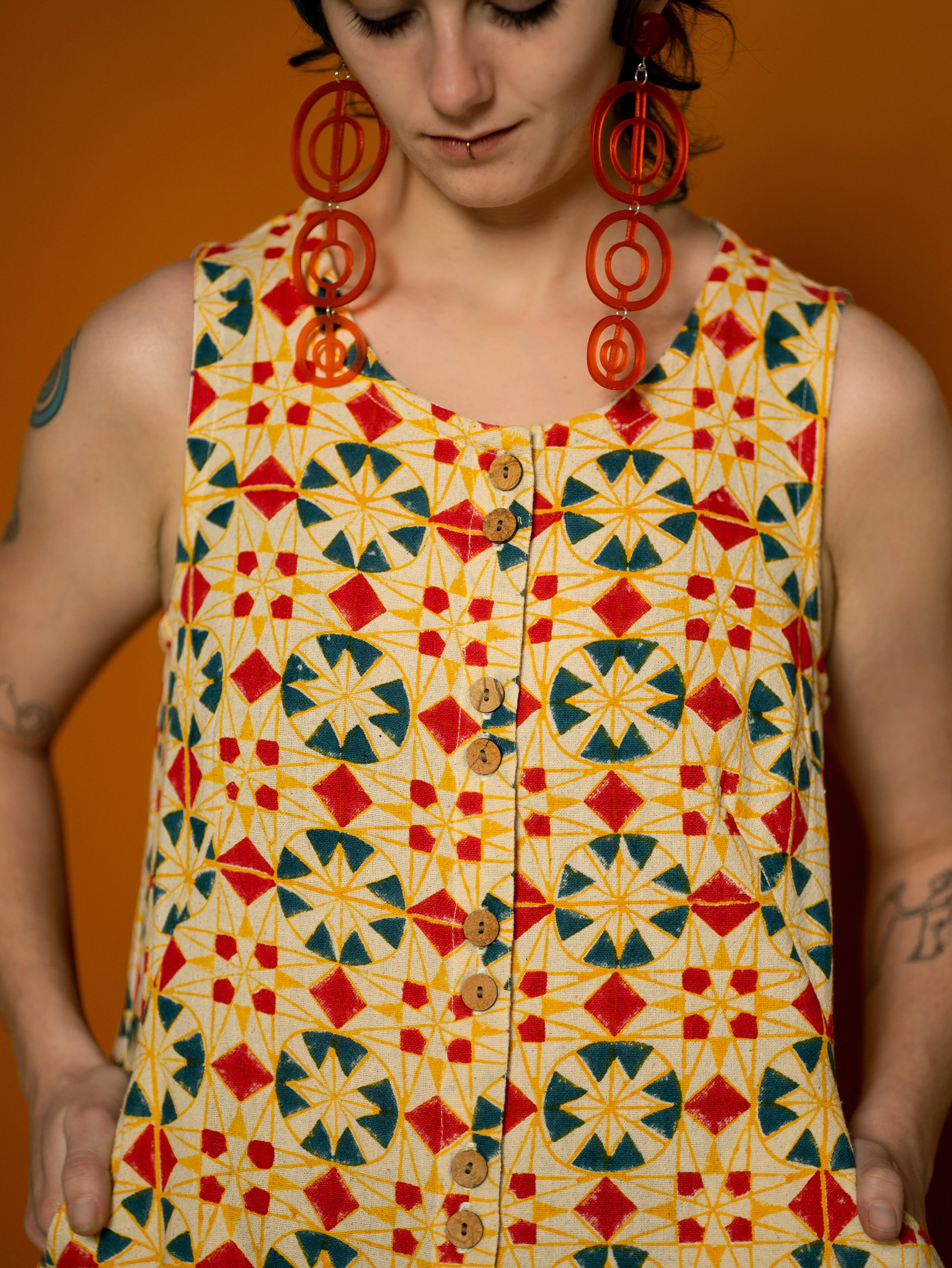 Button Tunic - Parcheesi Print