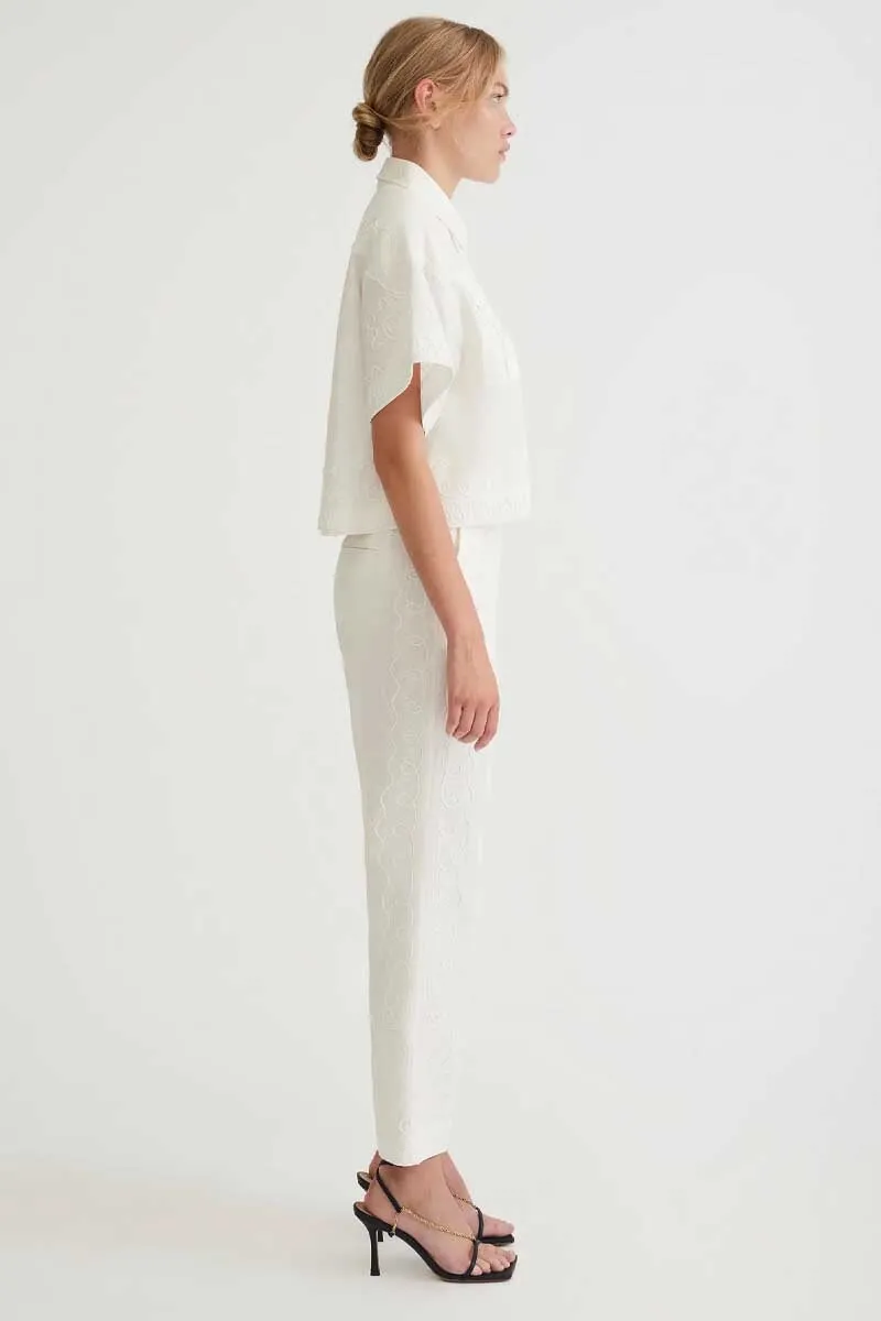 COBIE MID RISE STRAIGHT LEG TROUSER-PEARL