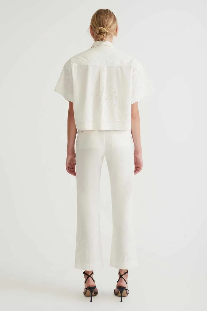 COBIE MID RISE STRAIGHT LEG TROUSER-PEARL