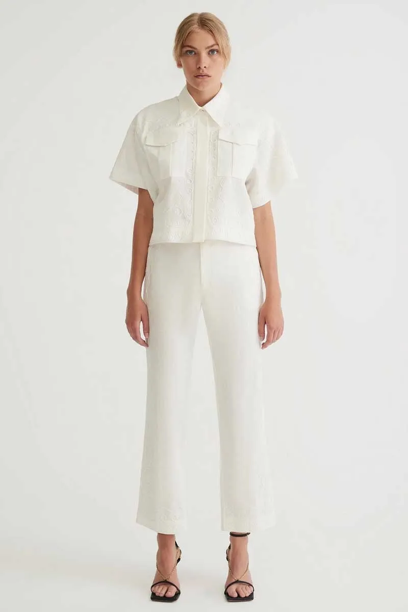 COBIE MID RISE STRAIGHT LEG TROUSER-PEARL