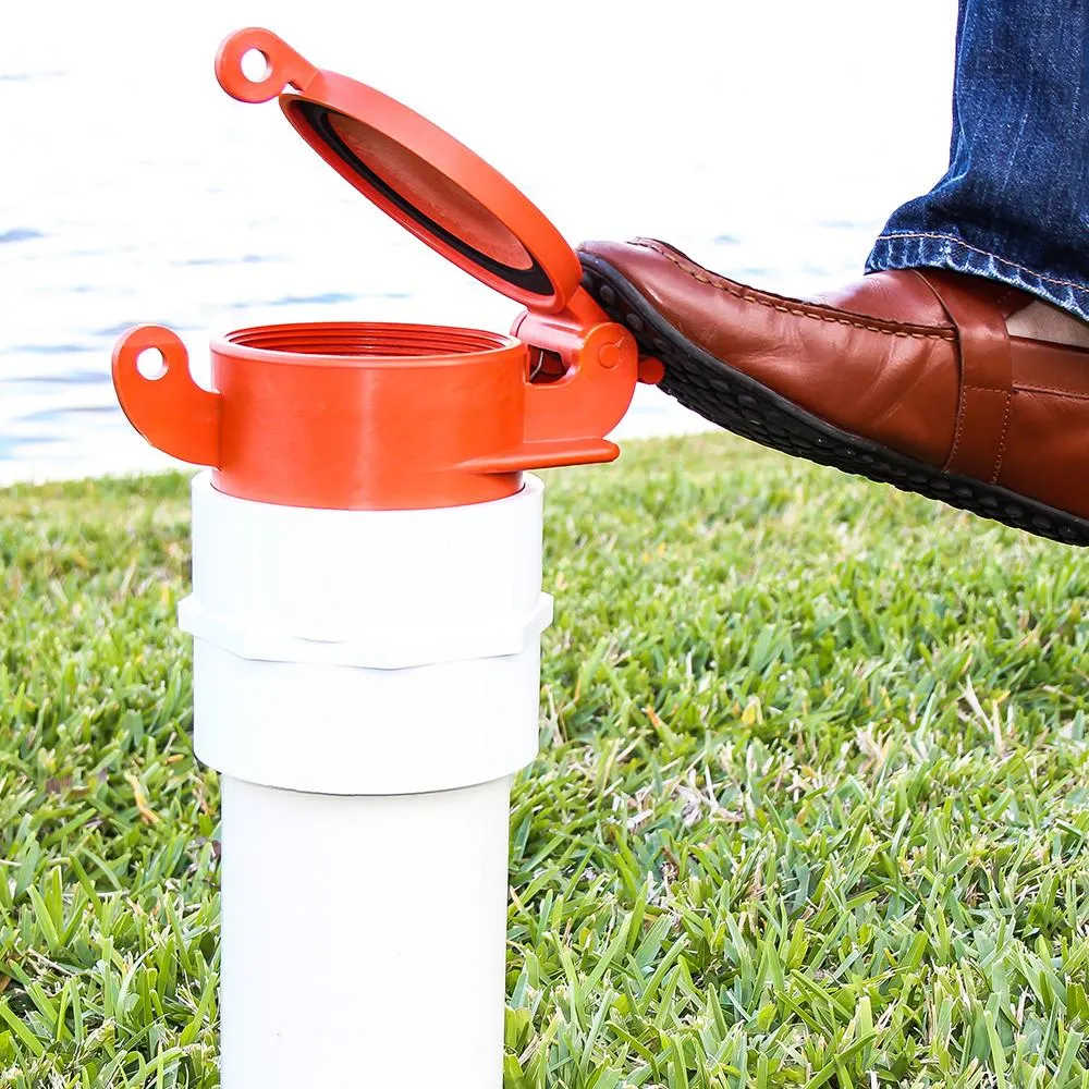 Enviro Design Products: FootLoose RV Site Sewer Cap, 4" Orange Male