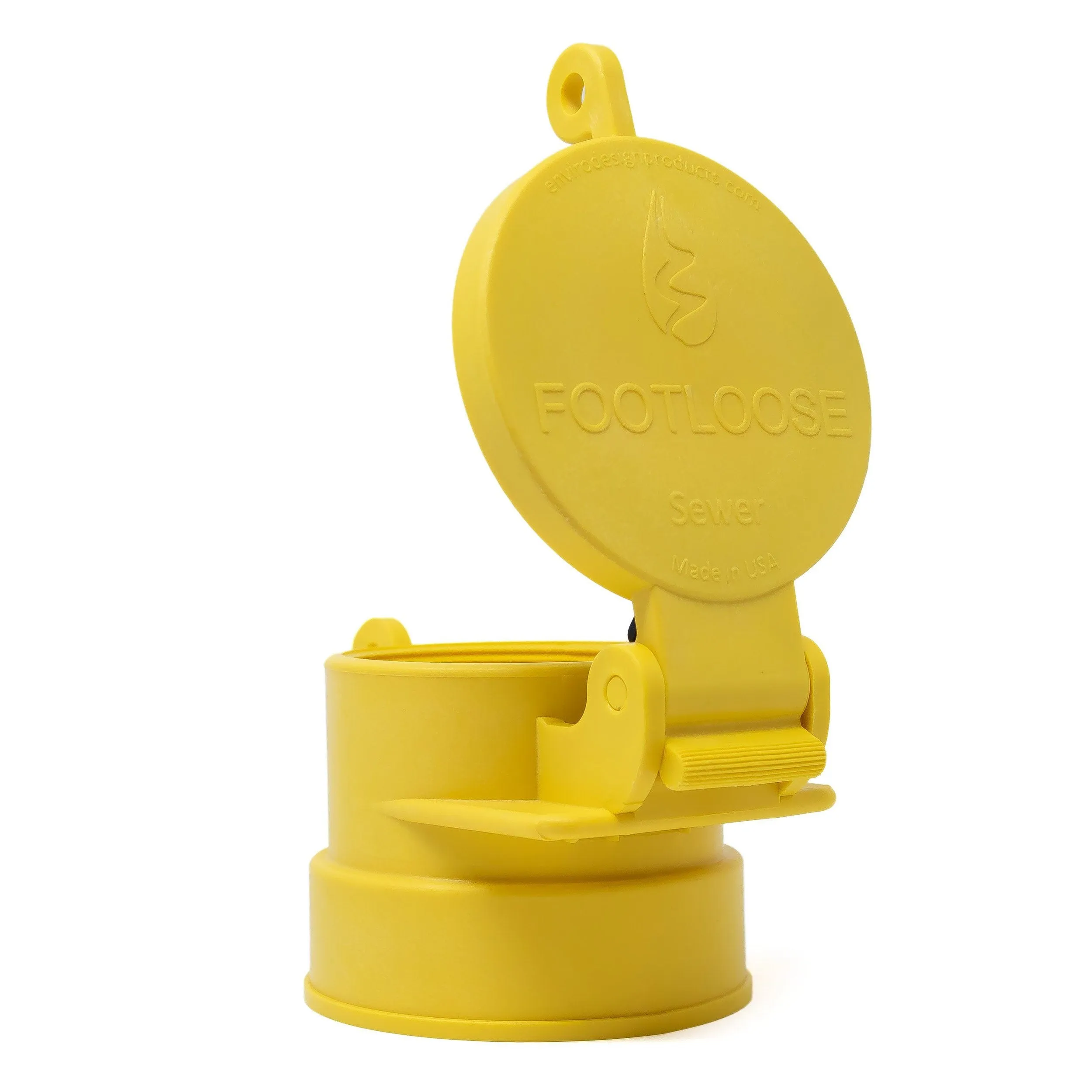 Enviro Design Products: FootLoose RV Site Sewer Cap, 4" Yellow Female