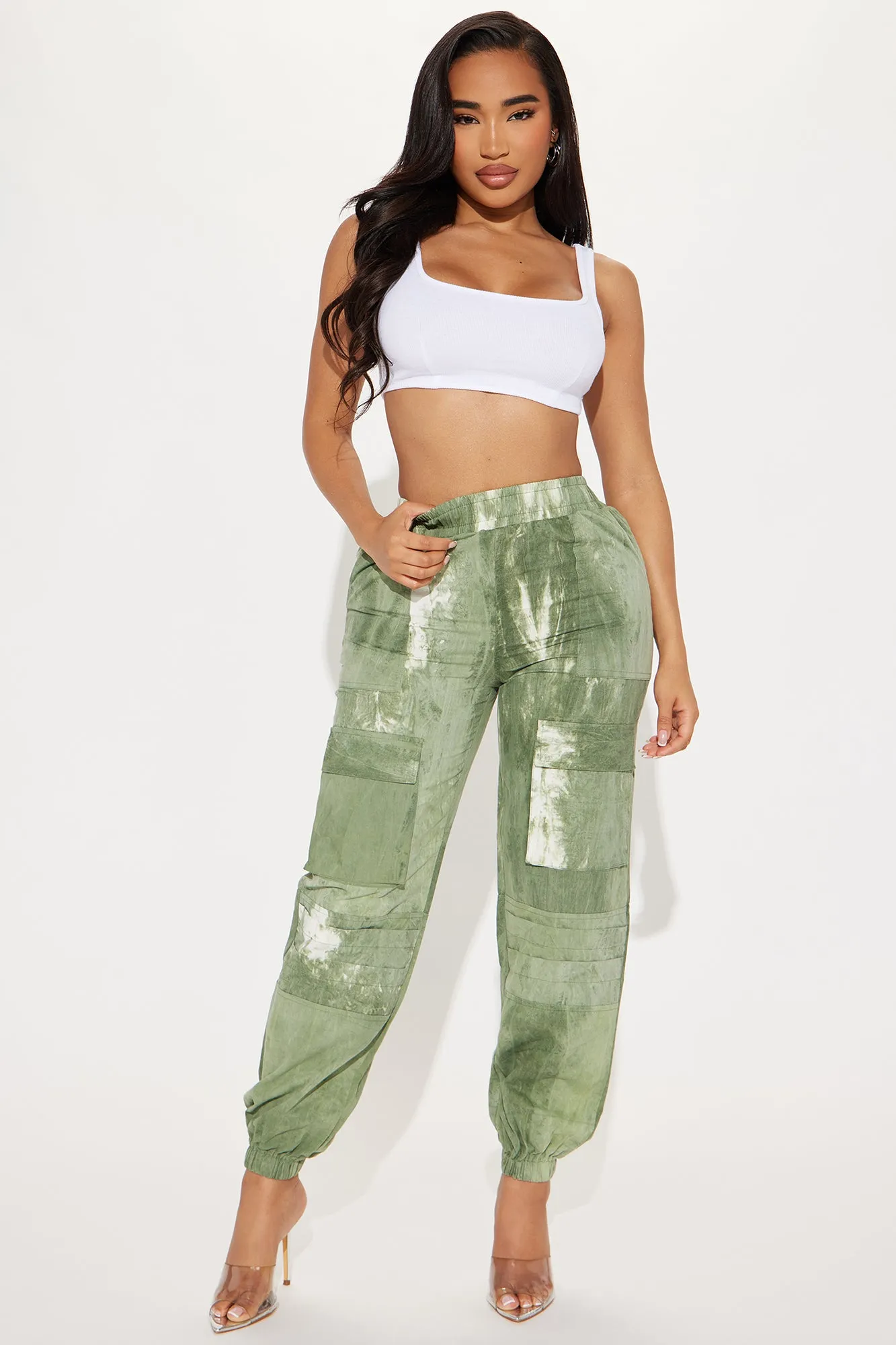 Later Tonight Printed Cargo Jogger - Sage