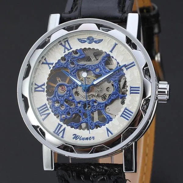 Luxury men mechanical Wristwatch business leather strap