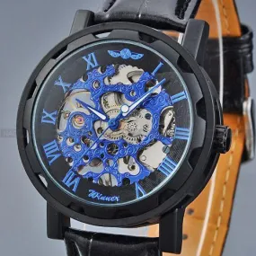 Luxury men mechanical Wristwatch business leather strap