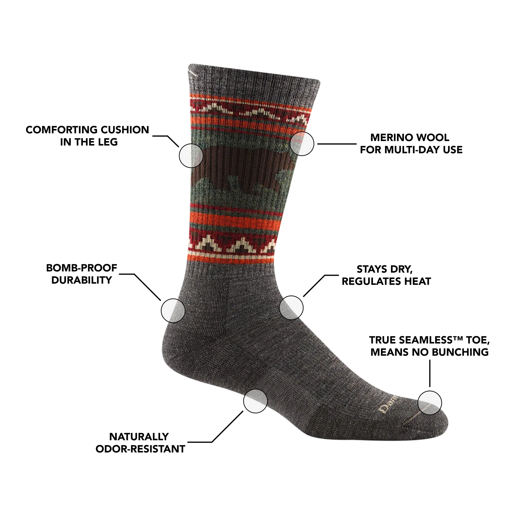 Men's Boot VanGrizzle Midweight Hiking Socks (Black)