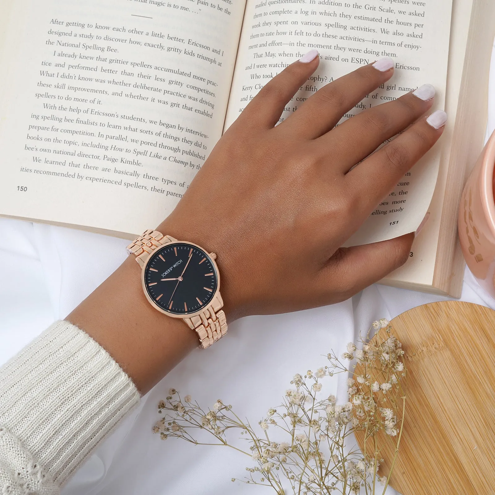 Mini Aimee Black Dial Rose Gold Watch