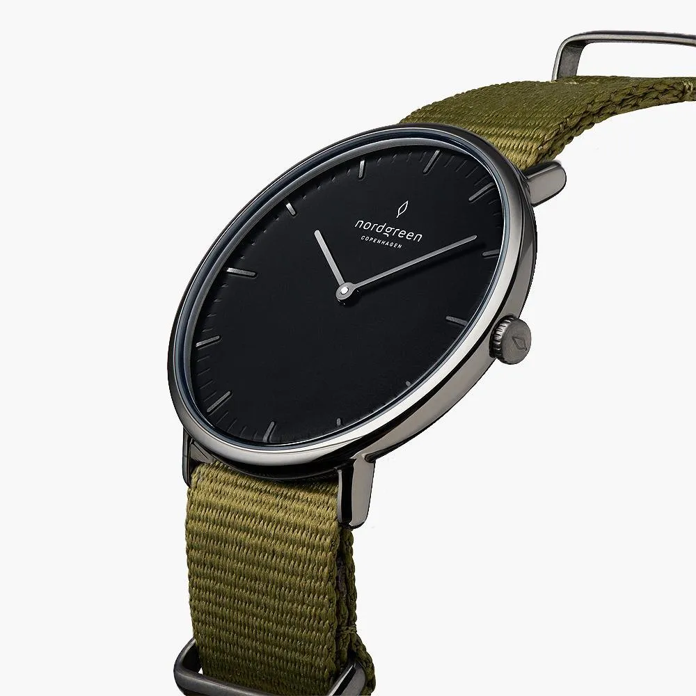 Native | Black Dial - Olive Green Nylon