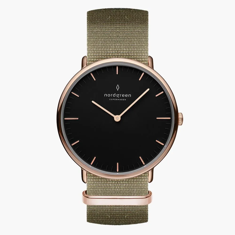 Native | Black Dial - Olive Green Nylon