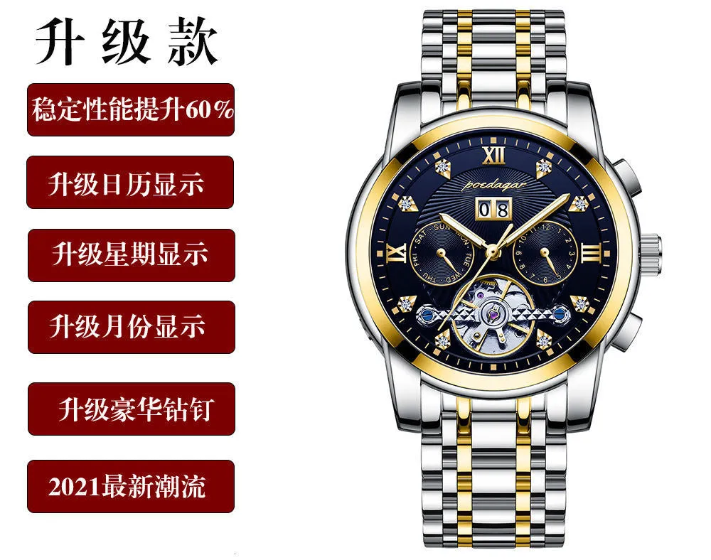 Swiss Brand Men's Automatic Mechanical Watch Waterproof Luminous